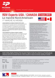 RDV Experts USA / CANADA  13 mars 2015 Le marché Nord-Américain 1ER MARCHÉ AU MONDE