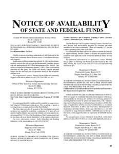 OTICE OF AVAILABILITY NOF STATE AND FEDERAL FUNDS Central NY Developmental Disabilities Service Office 101 W. Liberty St. Rome, NY 13440