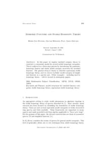 409  Documenta Math. Enriched Functors and Stable Homotopy Theory ¨ ndigs, Paul Arne Østvær