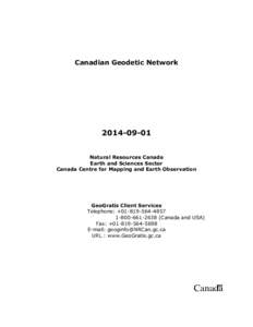 Canadian Geodetic Network[removed]Natural Resources Canada Earth and Sciences Sector Canada Centre for Mapping and Earth Observation