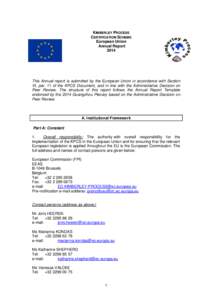 KIMBERLEY PROCESS CERTIFICATION SCHEME European Union Annual Report 2014