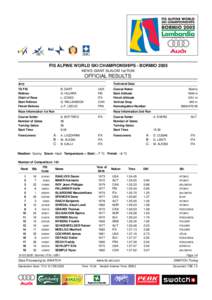 FIS ALPINE WORLD SKI CHAMPIONSHIPS - BORMIO 2005 MEN’S GIANT SLALOM 1st RUN