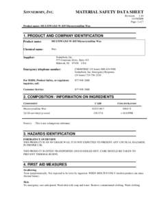SONNEBORN, INC.  MATERIAL SAFETY DATA SHEET Revision: [removed]Page: 1 of 7