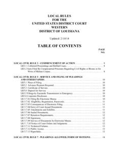 LOCAL RULES FOR THE UNITED STATES DISTRICT COURT WESTERN DISTRICT OF LOUISIANA Updated: [removed]