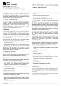 Finance / Stock market / Financial regulation / Markets in Financial Instruments Directive / BNP Paribas / Multilateral Trading Facility / Best execution / Contract for difference / Order / Financial economics / Investment / Financial markets