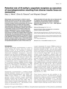 Neurophysiology / NMDA receptor antagonists / Neurotrauma / Nervous system / Memantine / NMDA receptor / Glutamate receptor / Dizocilpine / Excitotoxicity / Biology / Chemistry / Neurotransmitters