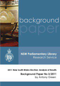 2011 New South Wales Election: Analysis of Results  Background Paper No[removed]