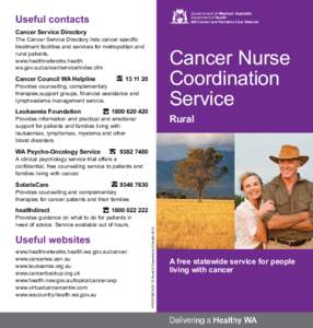 Government of Western Australia  Useful contacts Department of Health WA Cancer and Palliative Care Network