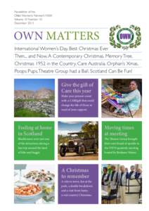 Newsletter of the Older Women’s Network NSW. Volume 10 Number 10. December[removed]OWN MATTERS