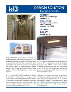 DESIGN SOLUTION Storage Facilities PROJECT Proguard Self Storage Houston, TX