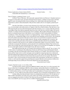 Southern Campaign American Revolution Pension Statements & Rosters Pension Application of James Crafton W6764 Transcribed and annotated by C. Leon Harris. Frances Crafton