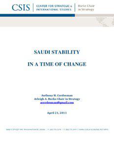 SAUDI STABILITY IN A TIME OF CHANGE