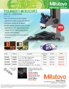 SPRING FLYER Apr 1 - Jun 30, 2016  TOOLMAKER’S MICROSCOPES SERIES 176 — TM505/TM1005 FEATURES