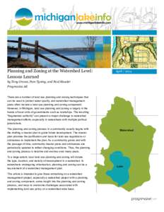 Planning and Zoning at the Watershed Level: Lessons Learned Aprilby Tony Groves, Pam Tyning, and Paul Hausler