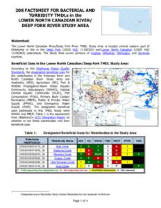 208 FACTSHEET FOR BACTERIAL AND TURBIDITY TMDLs in the LOWER NORTH CANADIAN RIVER/ DEEP FORK RIVER STUDY AREA  Watershed: