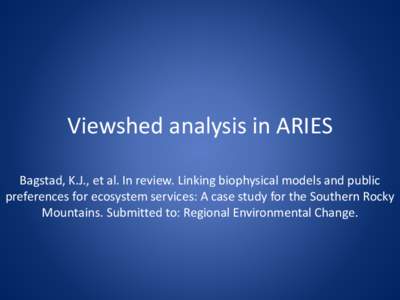 Viewshed analysis in ARIES