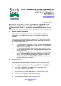 South Coast Regional Tourism Organisation Inc. PO Box 3042 North Nowra NSW 2541 Phone[removed]Fax[removed]Mobile[removed]ABN[removed]www.southcoast.net.au