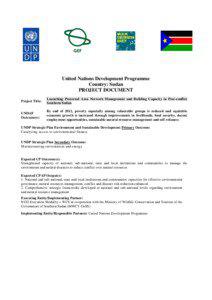 United Nations Development Programme Country: Sudan PROJECT DOCUMENT