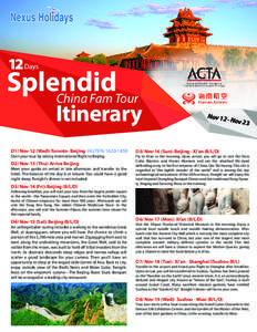 12 Days  Splendid China Fam Tour  Itinerary