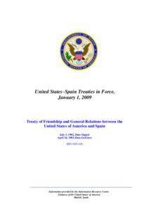 United States–Spain Treaties in Force, January 1, 2009