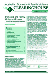 Australian Domestic & Family Violence  CLEARINGHOUSE ISSUES PAPER 3  Domestic and Family