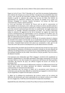 Les	archives	ne	sont	pas	des	stocks	à	réduire	!	Elles	sont	la	mémoire	de	la	nation. Depuis	la	loi	du	25	juin	1794	(7	Messidor	an	II),	sont	fixés	les	principes	fondamentaux	 de	la	relation	des	citoyens	aux	actions	de	