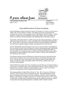 A press release from FOR IMMEDIATE RELEASE April 25, 2011 CONTACT: Paul Whelihan