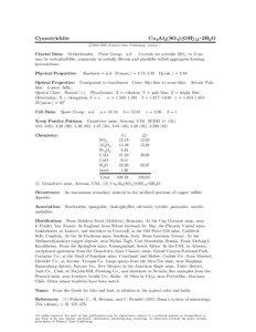 Cyanotrichite  Cu4 Al2 (SO4 )(OH)12 • 2H2 O