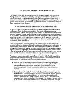 Reserve Tranche Position / Financial Transactions Plan / Balance of payments / Euro / Current account / International Monetary Fund / Exchange rate / Foreign-exchange reserves / Financial market / Economics / International economics / International relations