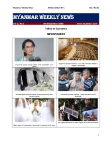 Myanmar Weekly News  3th December 2015 Vol.2 No.01