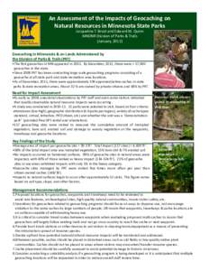 Assessment of the Impacts of Geocaching on Natural Resources in Minnesota State Parks