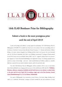 Microsoft Word - PR ILAB Breslauer Prize 16.doc