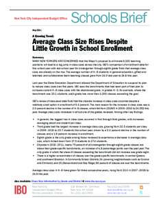 New York City Independent Budget Office  Schools Brief Fiscal Brief