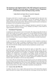 Developments in the Implementation of the NPT Safeguards Agreement in Iran and Agency Verification of Iran’s Suspension of Enrichment-related and Reprocessing Activities by Olli Heinonen, IAEA Board of Governors, 31 Ja