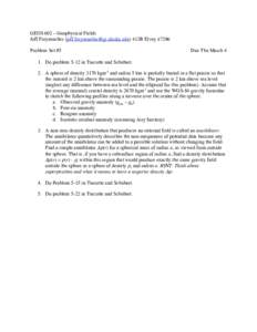 GEOS 602 – Geophysical Fields Jeff Freymueller () 413B Elvey x7286 Problem Set #5 Due Thu March 4