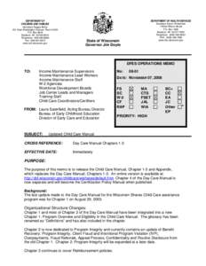 DEPARTMENT OF CHILDREN AND FAMILIES Secretary Reggie Bicha 201 East Washington Avenue, Room G200 P.O. Box 8916 Madison, WI[removed]