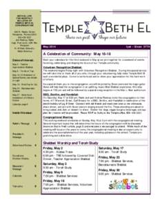 BETH EL LIFE THE MONTHLY BULLETIN OF TEMPLE BETH EL CONGREGATION