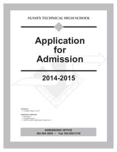 SUSSEX TECHNICAL HIGH SCHOOL  Application for Admission[removed]