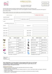 Print Form Clear Form GrecoBaby ORDER FORM Exclusive, 5* & 4* Hotels