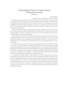 An Ethnographical Study of Vietnamese Migrants in Multicultural Australia: The Reality Keiji Maegawa [College of International Studies, University of Tsukuba]