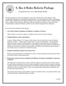   	
   	
   S. Res 4 Rules Reform Package Proposal from Sens. Tom Udall, Merkley, Harkin
