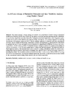 JOURNAL OF ELECTRONIC TESTING: Theory and Applications, 3, [removed]1992 Kluwer Academic Publishers, Boston. Manufactured in The Netherlands. An Efficient Design of Embedded Memories and their Testability Analysi
