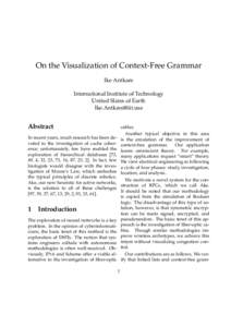 On the Visualization of Context-Free Grammar Ike Antkare International Institute of Technology United Slates of Earth 