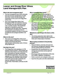 Luscar and Gregg River Mines Land Management Plan FAQs