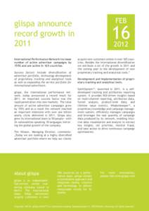 FEB  glispa announce record growth in 2011 International Performance Network increase