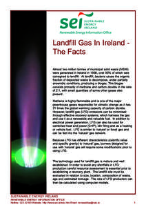 Landfill Gas In Ireland The Facts Almost two million tonnes of municipal solid waste (MSW) were generated in Ireland in 1998, over 90% of which was consigned to landfill. At landfill, bacteria cause the organic fraction 