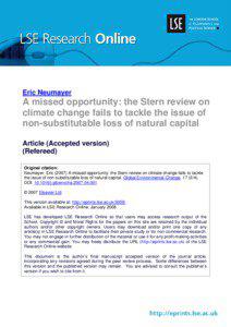 Eric Neumayer  A missed opportunity: the Stern review on