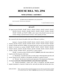 SECOND REGULAR SESSION  HOUSE BILL NO[removed]94TH GENERAL ASSEMBLY INTRODUCED BY REPRESENTATIVE MEADOWS. Read 1st time April 1, 2008 and copies ordered printed.