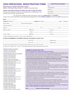 2014 PRESCHOOL REGISTRATION FORM David Posnack Jewish Community Center 5850 S. Pine Island Road, Davie, FL 33328 • [removed]