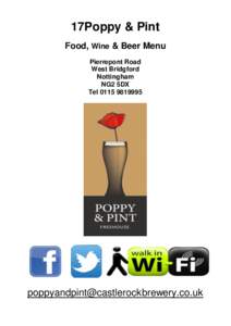 17Poppy & Pint Food, Wine & Beer Menu Pierrepont Road West Bridgford Nottingham NG2 5DX